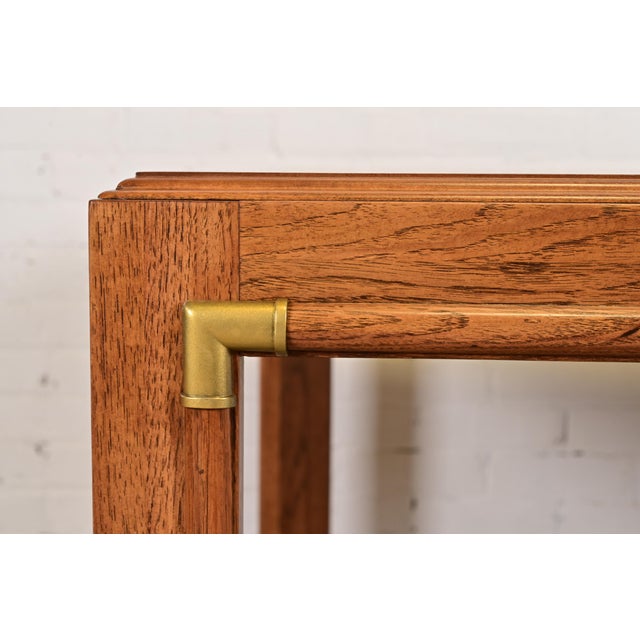 Drexel Heritage Mid-Century Hollywood Regency Campaign Walnut Extension Dining Table, Newly Refinished For Sale - Image 11 of 15