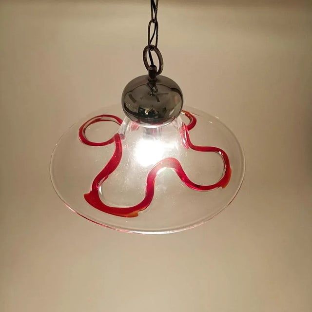 Red Italian Postmodern Murano Glass Pendant Lamp from Seguso Vetri d'Arte, 1980s For Sale - Image 8 of 13