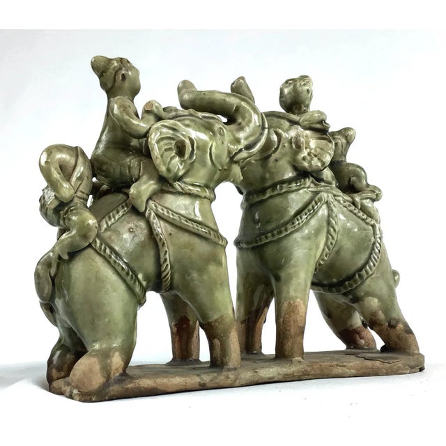 Early 20th Century Antique Thai Ceramic Elephant Statue For Sale - Image 9 of 13