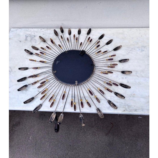 Mid-Century French Sunburst Mirror For Sale In Austin - Image 6 of 6