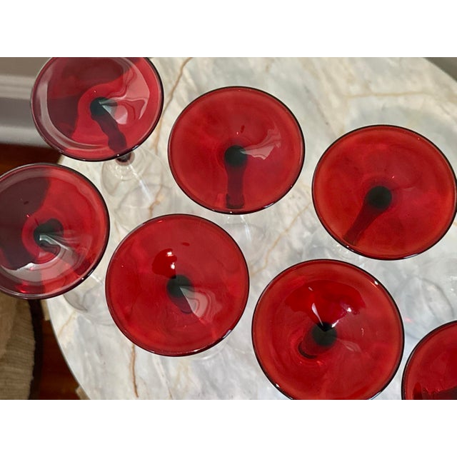 Red Stemmed Champagne Glasses - Set of 8 For Sale In New York - Image 6 of 10
