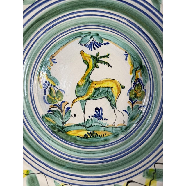 1940s Spanish Triana Lebrillo Ceramic Plate with Painted Deer, 1940s For Sale - Image 5 of 11