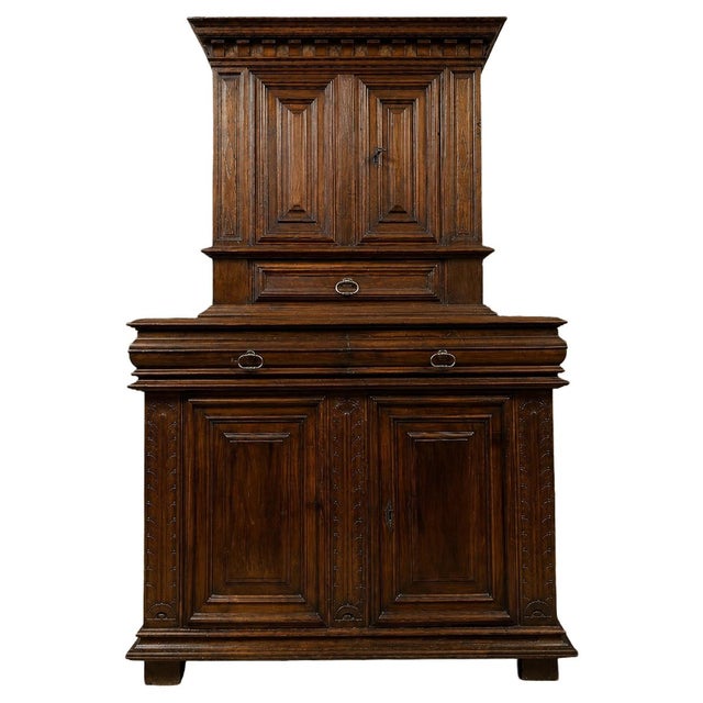 Louis XIII Two-Part Buffet-Style Cabinet in Molded Walnut For Sale - Image 4 of 4