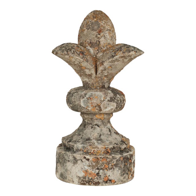 Antique French Carved Stone Fleur De Lis For Sale