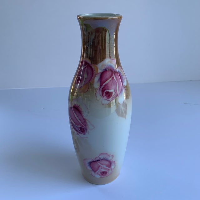 Early 20th Century Vase Pink Rose Lusterware For Sale - Image 5 of 5