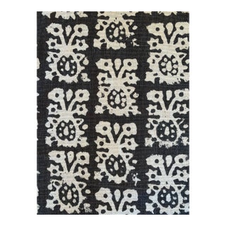 Schumacher Jakarta Linen Print Graphite Fabric 174630 1 7/8 Yards For Sale