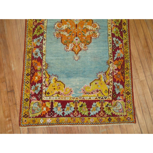 Contemporary Rare Electric Blue Field Antique Turkish Melas Small Early 20th Century Rug - 3'2" x 5'7" For Sale - Image 3 of 6