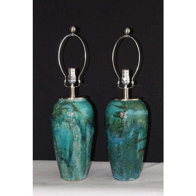 Mid 20th Century Mid Century Modern Aldo Londi Style Ceramic Lamps. For Sale - Image 4 of 11