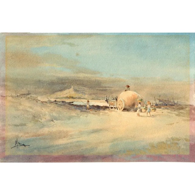 The Monsoon Original Impressionist Watercolor Painting Circa 1961 Beautiful original vintage watercolor painting....