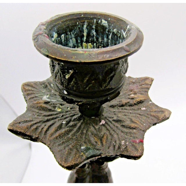 Matched Pair of Vintage Boho Patinated Bronze Acrobat Candle Holders For Sale - Image 9 of 16