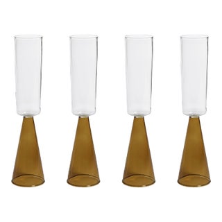 Viterbo Champagne Flutes - Amber, Set of 4 For Sale