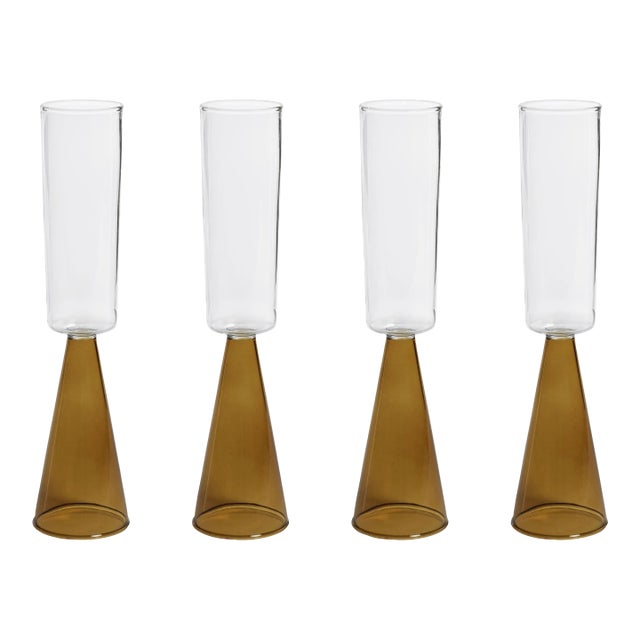 Viterbo Champagne Flutes - Amber, Set of 4 For Sale