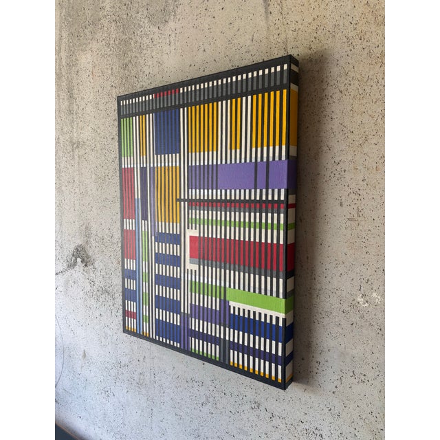 Op Art Vintage Signed Geometric Op Art Painting, in the Style of Yaacov Agam For Sale - Image 3 of 7