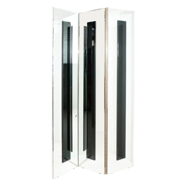 1980s Three Paneled Mirrored Screen For Sale