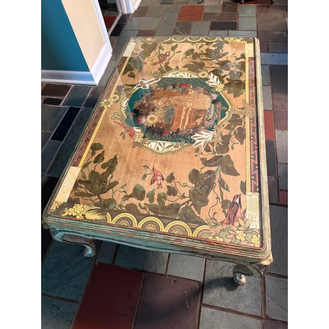Antique White One of a Kind Artist Created Coffee Table With Collaged Top For Sale - Image 8 of 10