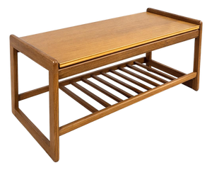 Mid-Century Teak Floating Top Coffee Table with Slatted Shelf, 1960s