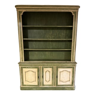 1940s French Painted Bibliotheque Bookcase Cabinet For Sale