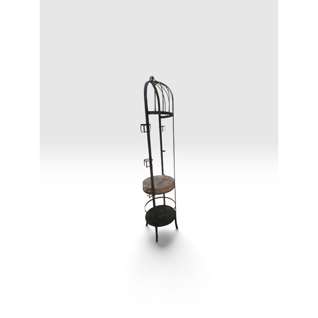 Metal 1980s Signed Phyllis Morris Beverly Hills Monumental Wrought Iron Wine & Cheese Stand, 83” For Sale - Image 7 of 11
