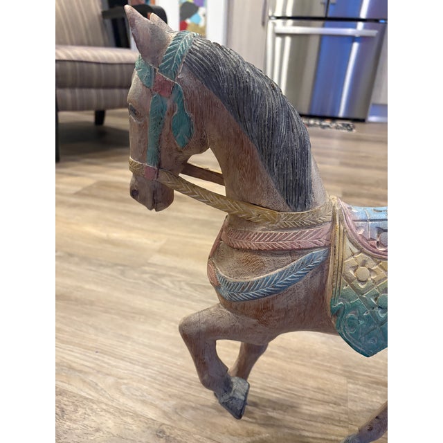 Wood 1980s Carved Wood Horse For Sale - Image 7 of 12