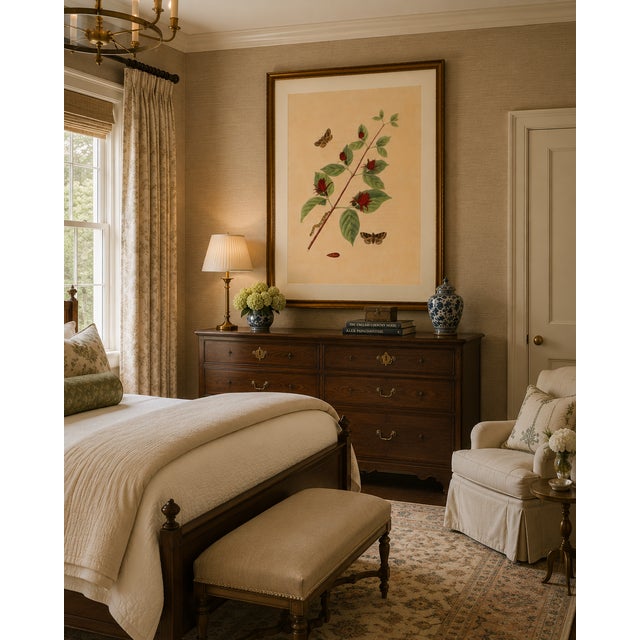 Antique Botanical Study With Moths, 1797 Vintage Art Print Reproduction, 40" X 60" For Sale - Image 13 of 14