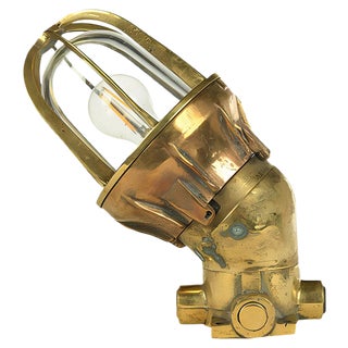 Vintage Brass Boat Wall Light For Sale