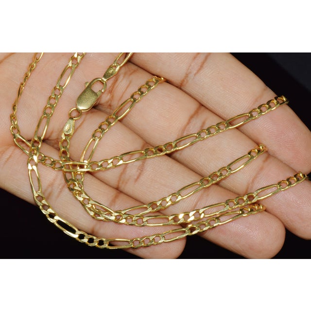 Gold Late 20th Century Italian Solid 18k Yellow Gold 30-Inch Figaro Chain Necklace by Olimpia Catene For Sale - Image 8 of 11