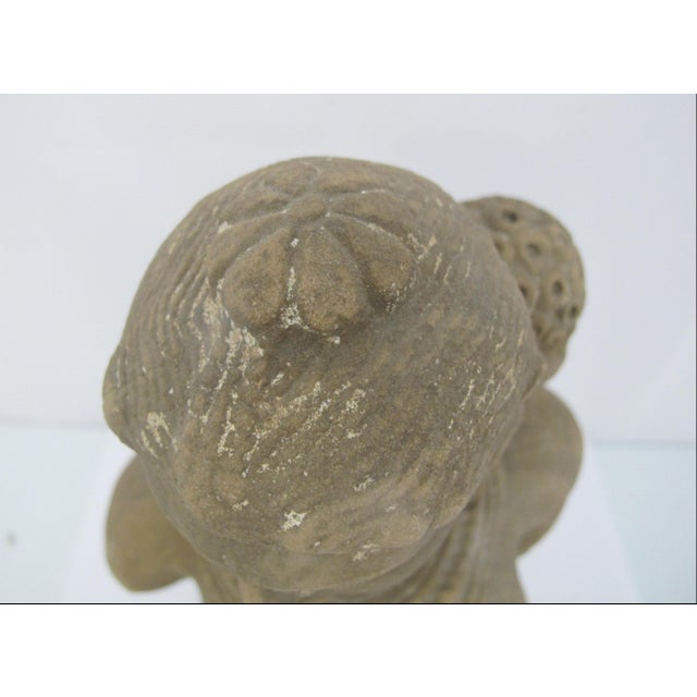 Apsara Celestial Deity Carved Stone India Hindu Bust Sculpture Statue on Stand For Sale - Image 11 of 12