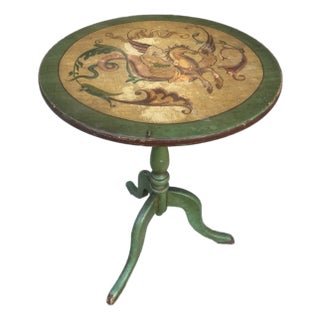 Regency Green and Gold Painted Flip-Top Side Table With Allegorical Pegasus Motif For Sale