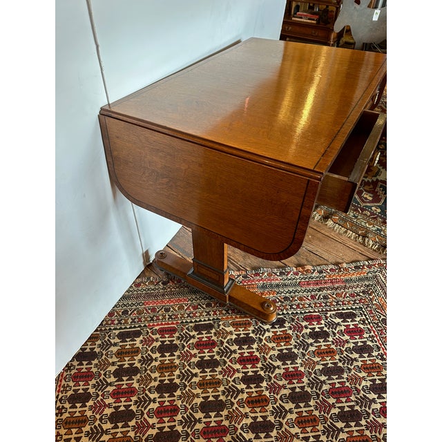 Brown Vintage Drop Leaf Desk or Side Table For Sale - Image 8 of 14