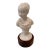 Vintage 1960s Italian White Glazed Ceramic Neoclassical Bust on Wood Base For Sale
