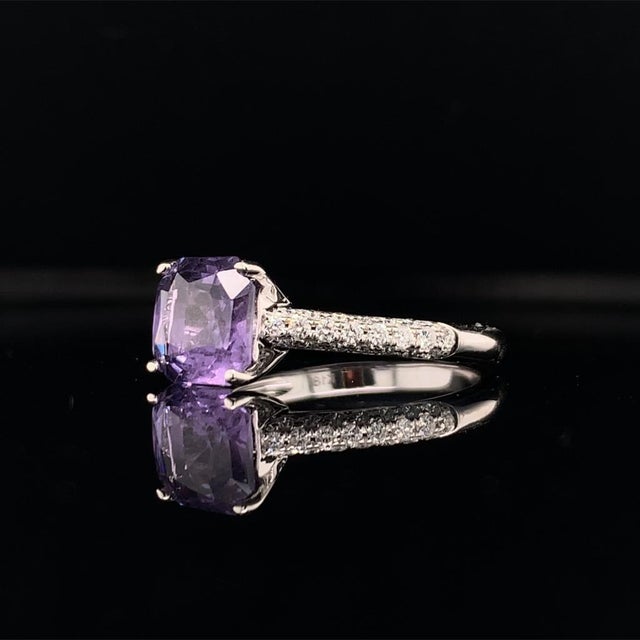 Purple Sapphire Diamond Ring 18k Gold Women 1.72 TCW Certified For Sale In New York - Image 6 of 10