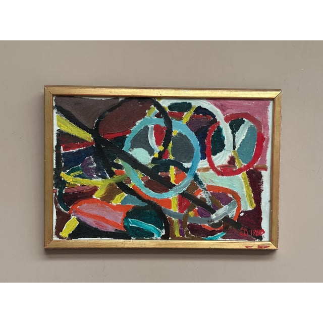 Abstract Composition, 1960, Oil Painting on Canvas, Framed For Sale - Image 11 of 12