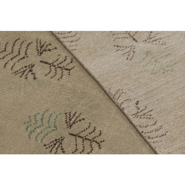 Textile Vintage Distressed Rug, Beige-Brown and Green Geometric Pattern – Rug & Kilim For Sale - Image 7 of 7