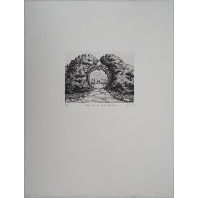 François Houtin, East Entrance of the Garden of Delights, Engraving For Sale - Image 4 of 6