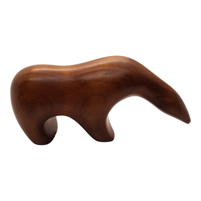 Mid 20th Century Arne Tjomsland-Style Wooden BearAnteater Sculpture For Sale