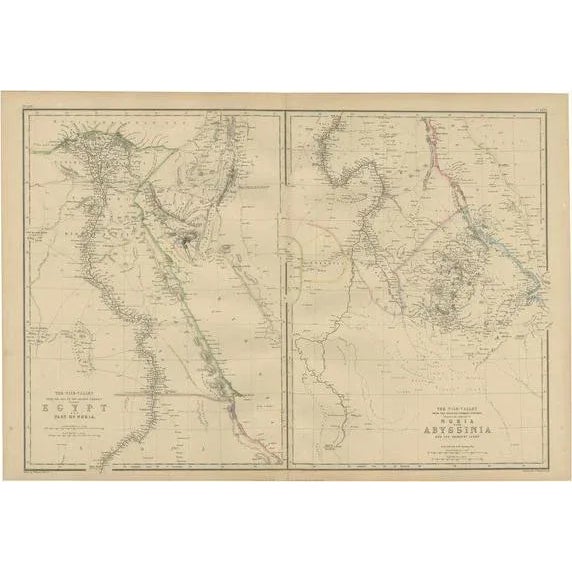 Antique Map of Egypt and Abyssinia by W. G. Blackie, 1859 For Sale - Image 6 of 6