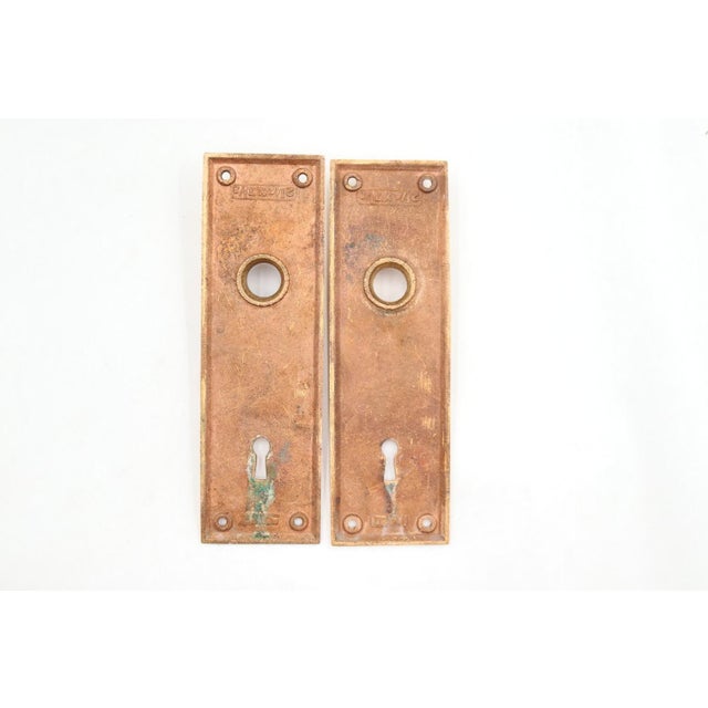 Classic style door back plates made of brass with a polished finish. The original mounting screws are not available. Good...