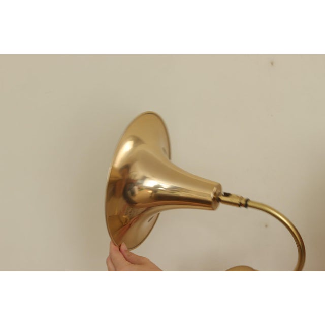 Metal Vintage Trump Shape Lights in Brass by Börje Claes for Norlett Elit, 1960s, Set of 2 For Sale - Image 7 of 18