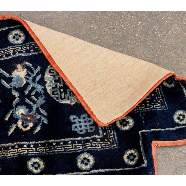 Blue Chinese Pao Tao Blue Saddle Rug, 4' 2" X 2' For Sale - Image 8 of 8