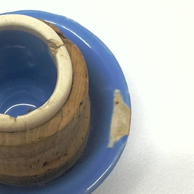 Vintage Slim Blue Ceramic Vessel Curation - Group of 3 For Sale - Image 4 of 11