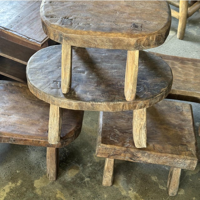 Small Wabi-Sabi Oval Teak Occasional Stool For Sale - Image 14 of 18