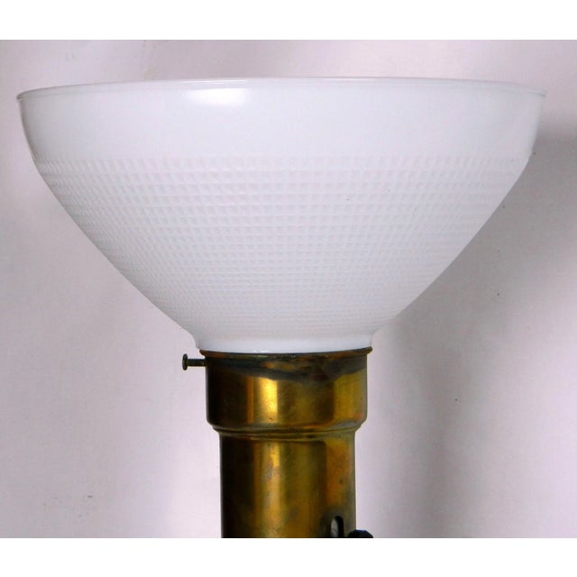 Vintage Brass and Crackled Glass Table Lamp For Sale - Image 5 of 5