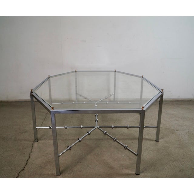 Chrome 1970’s Mid-Century Modern Architectural Chrome & Glass Coffee Table For Sale - Image 8 of 12