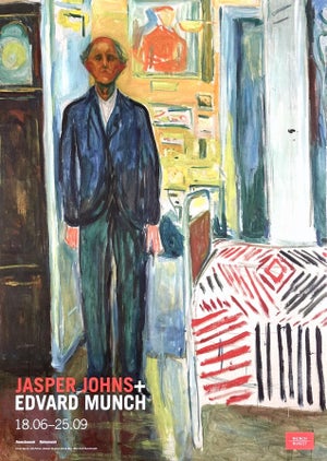 Jasper Johns + Edvard Munch Between the Clock and the Bed Original 2016 Oslo Exhibition Poster