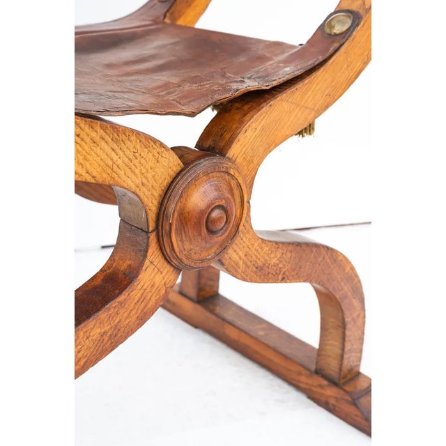 Wood Brown Savonarola Chair, 1900s For Sale - Image 7 of 11