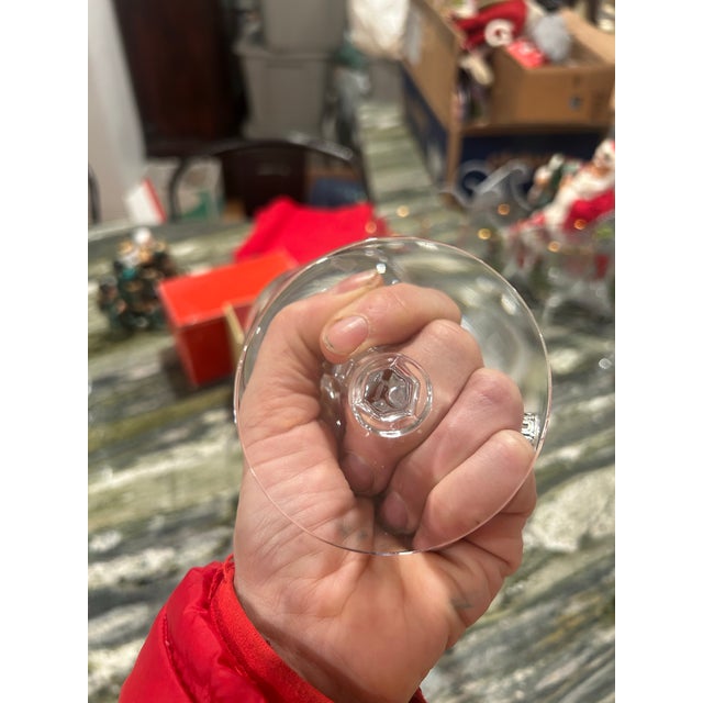 Glass 1970s Pair of Fostoria Etched Glasses With Gold Trim at Rim For Sale - Image 7 of 9