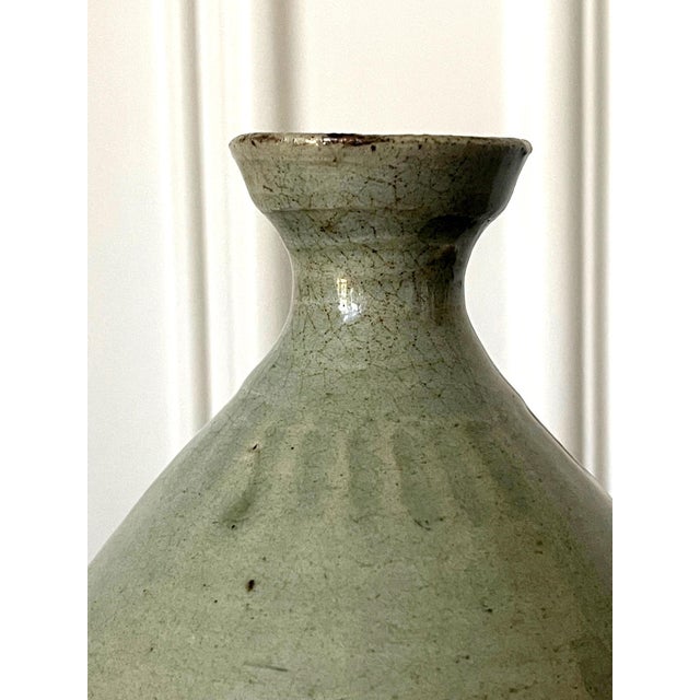 Celadon Antique Korean Celadon Bottle Vase Joseon Dynasty For Sale - Image 8 of 16