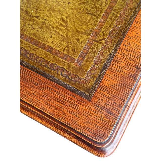 William IV Library Table or Writing Desk of Patinated Oak With Inset Leather Top For Sale - Image 9 of 12