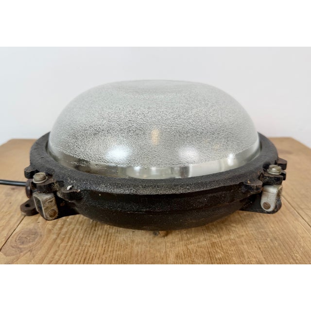 Industrial Black Cast Iron Ceiling Light from Elektrosvit, 1960s For Sale - Image 10 of 15