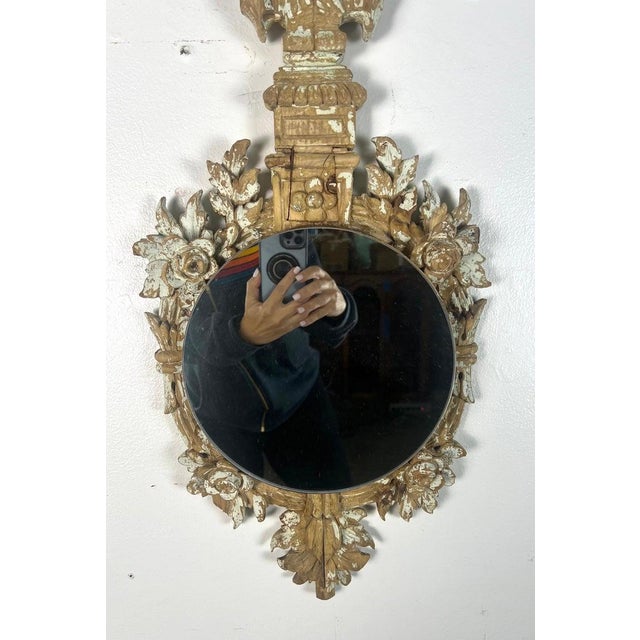 Rococo 19th Century French Rococo Wall Mirror, Hand-Carved Wood, Distressed For Sale - Image 3 of 17